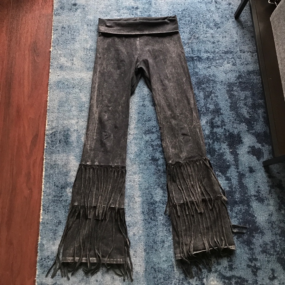 T-Party vintage fringe leggings with Fold-Over Waist